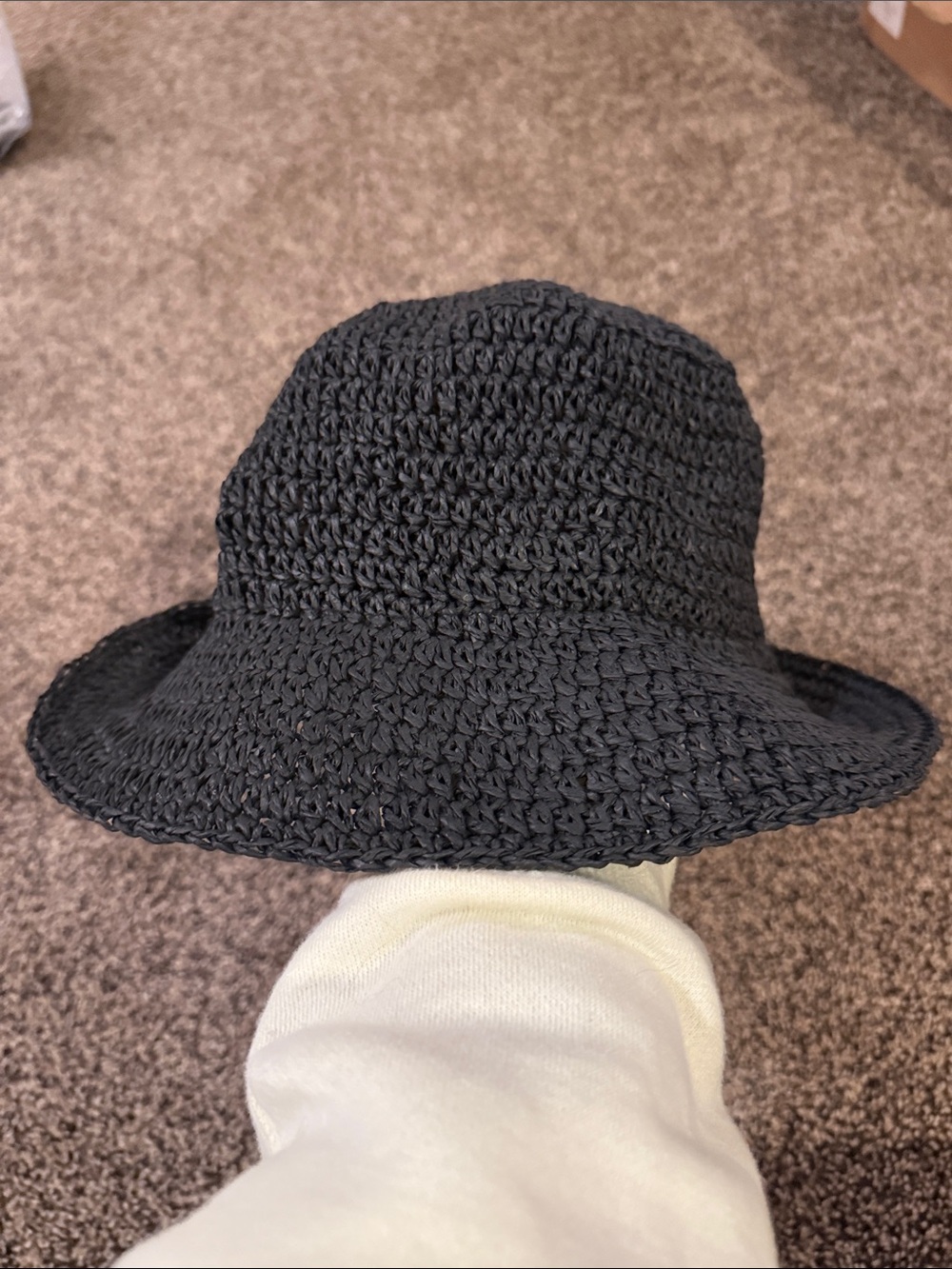 Black Crochet Bucket Hat